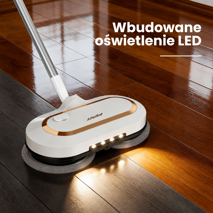 Mop Elektryczny Bezprzewodowy ADM S2 z Funkcją Spryskiwania i Obrotowymi Padami