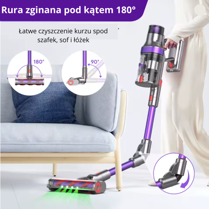 Odkurzacz Bezprzewodowy ze Składaną Rurką V13 Cordless Vacuum Cleaner 250W