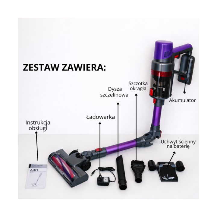 Odkurzacz Bezprzewodowy ze Składaną Rurką V13 Cordless Vacuum Cleaner 250W