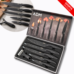 Noże Kuchenne Ceramiczne ADM SG-9200 Zestaw 6 Elementów ze Stali Nierdzewnej