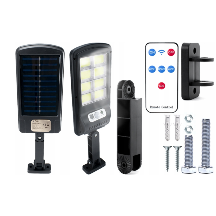 SOLARNA ADM LAMPA ULICZNA Z CZUJNIKIEM RUCHU 1200 mAh + PILOT ZDALNEGO STEROWANIA