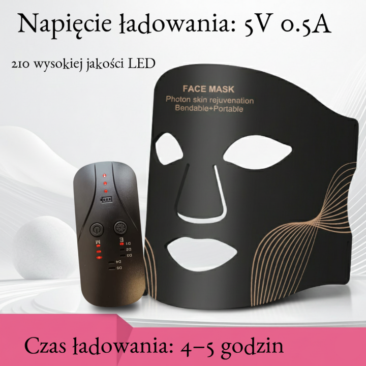 Maska LED na Twarz 7-Kolorowa Terapia Światłem 210 Diod